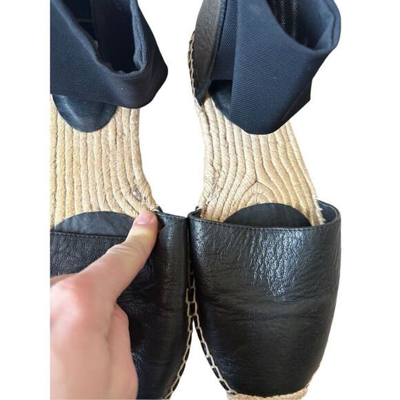 Eileen Fisher Coy Black Leather Espadrille Flats Size 9 - Picture 6 of 11